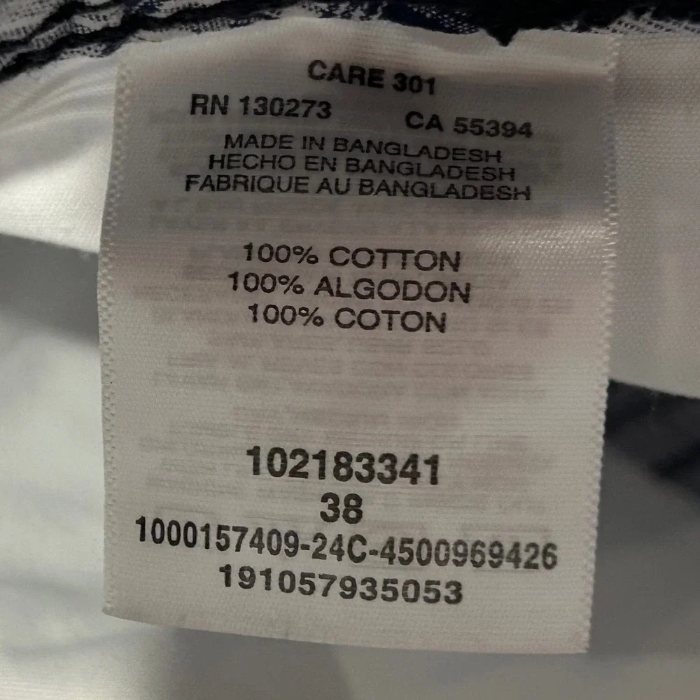 Lee Mens Plaid Cargo Shorts White Blue Cotton Relaxed Fit Size 38